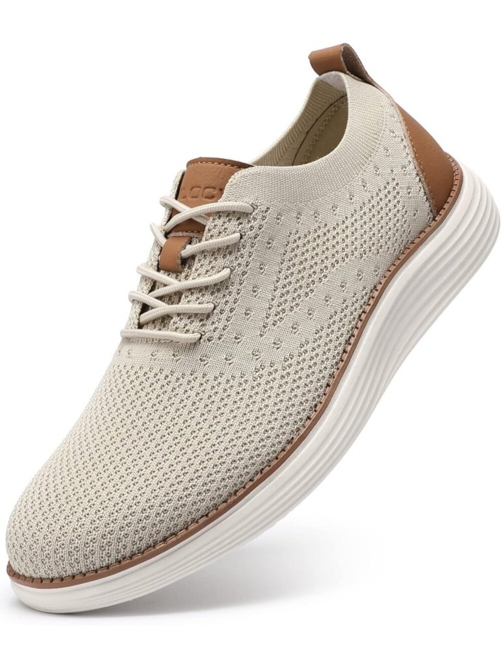 VILOCY Men's Beige Ethylene Vinyl Acetate Casual Breathable Comfortable Sneakers